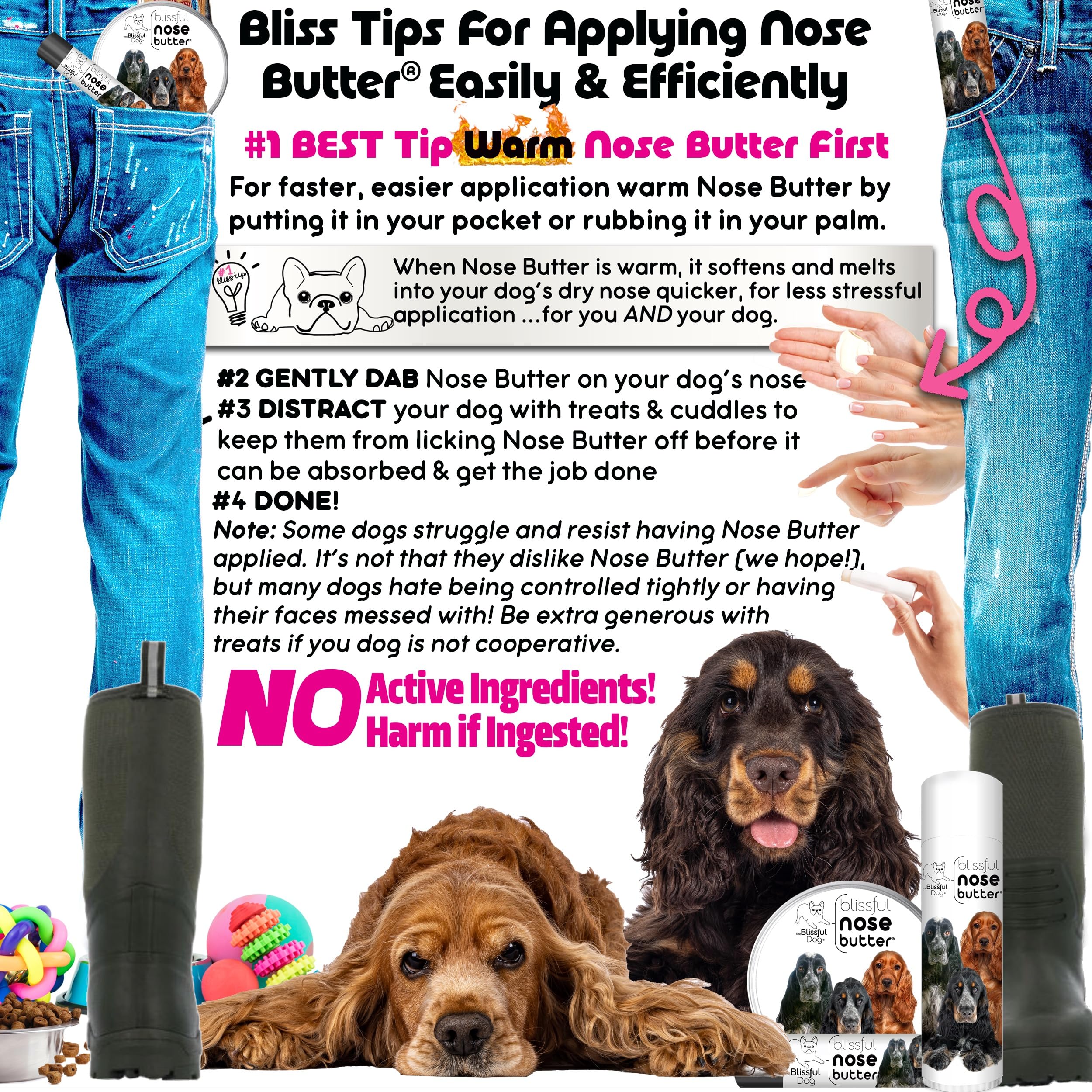 The Blissful Dog English Cocker Spaniel Unscented Nose Butter - Dog Nose Butter, 1-Ounce